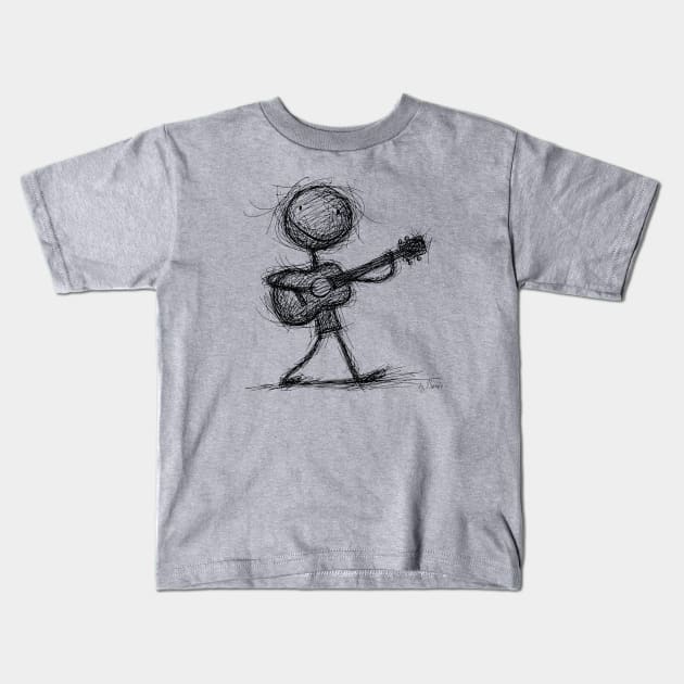 Stickman Playing Spanish Guitar Kids T-Shirt by byBenci